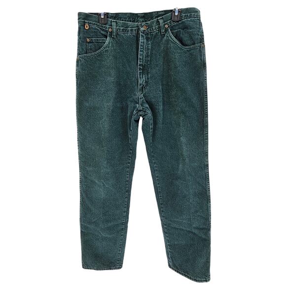 Wrangler Green Denim Thermal Insulated Lined Rugged Outdoor Jeans Men 36x32 - Picture 1 of 8